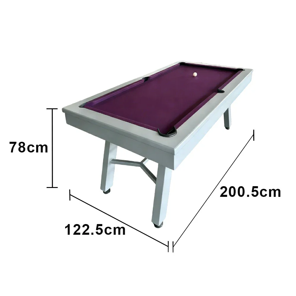 CUETIQ 7FT Outdoor Pool Table - Slanted Leg Design Metal Frame Waterproof Billiard Table for Backyard Patio Games - Grey & Purple - Image 5