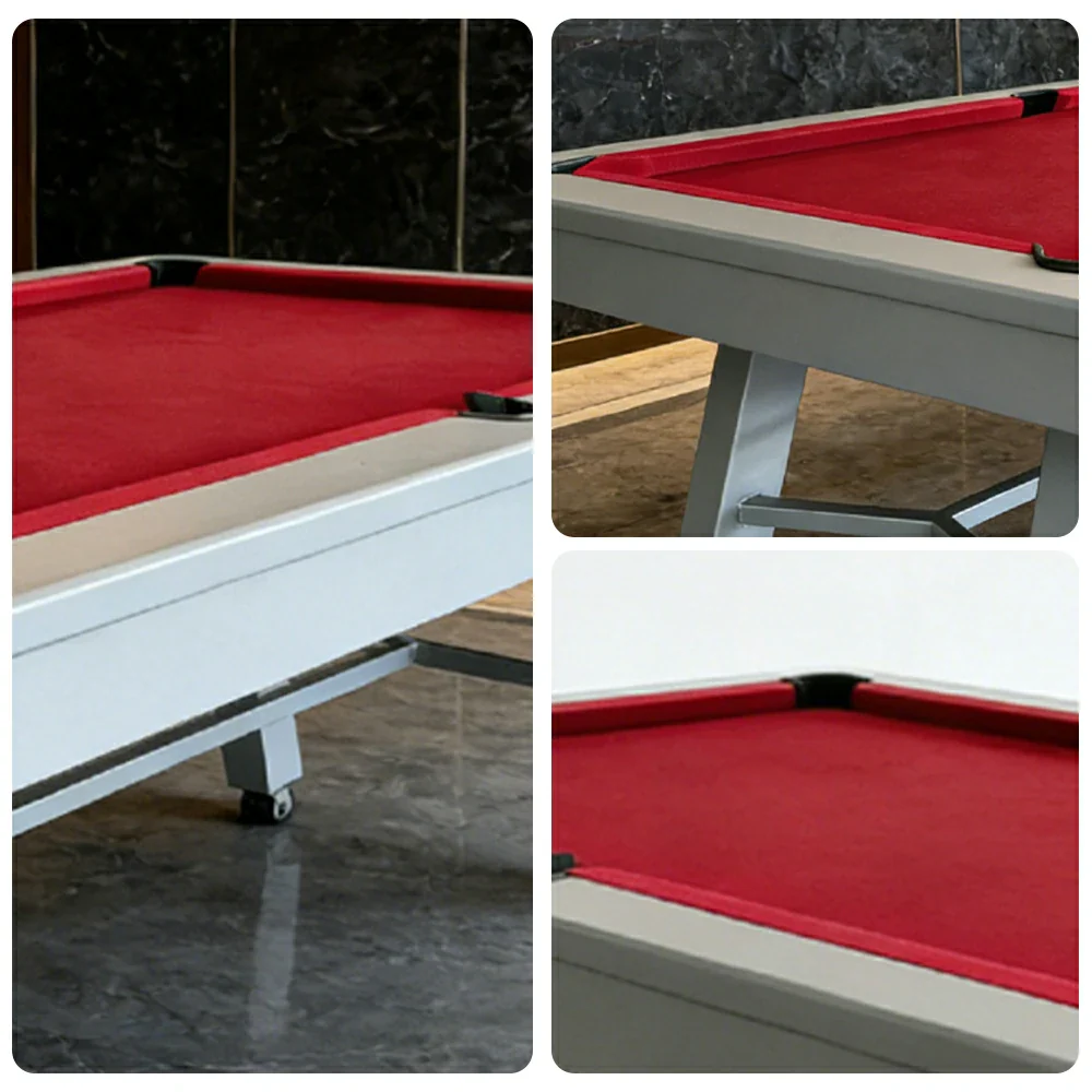 CUETIQ 7FT Outdoor Pool Table - Slanted Leg Design Metal Frame Waterproof Billiard Table for Backyard Patio Games - Grey & Red - Image 3