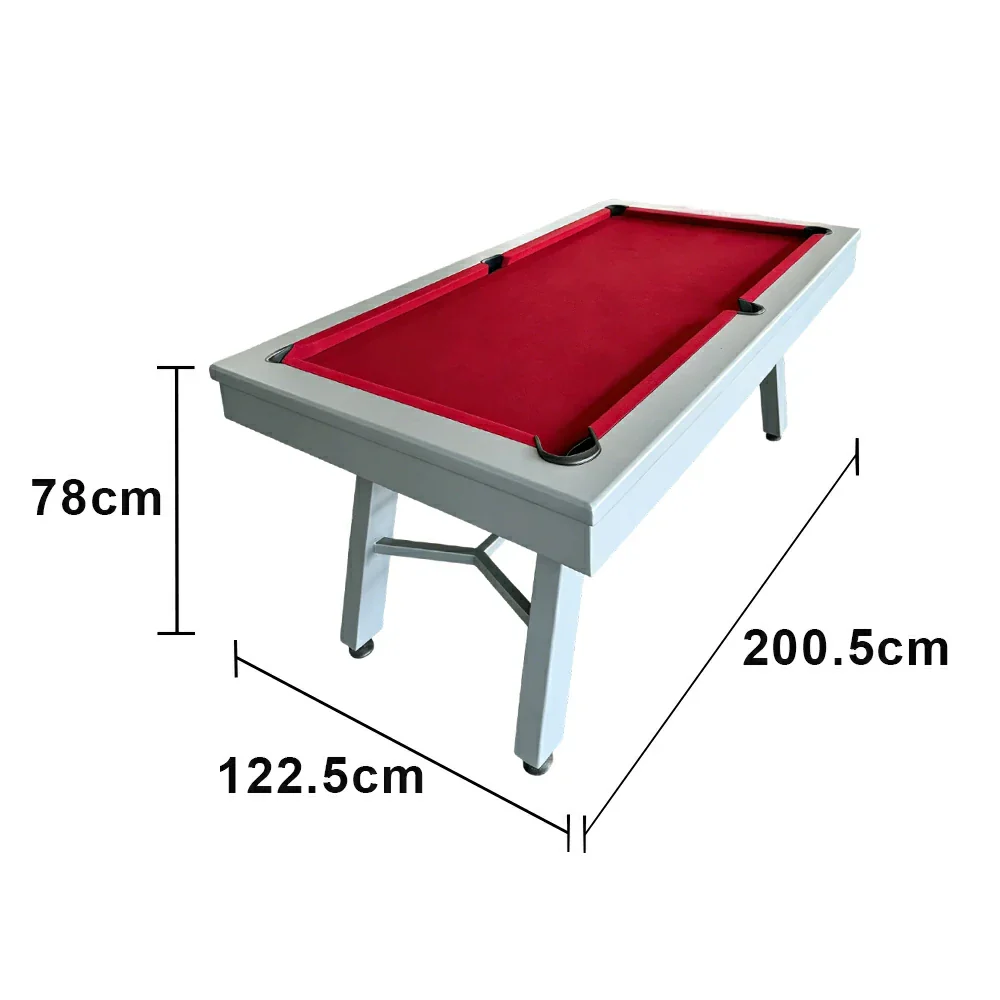 CUETIQ 7FT Outdoor Pool Table - Slanted Leg Design Metal Frame Waterproof Billiard Table for Backyard Patio Games - Grey & Red - Image 5