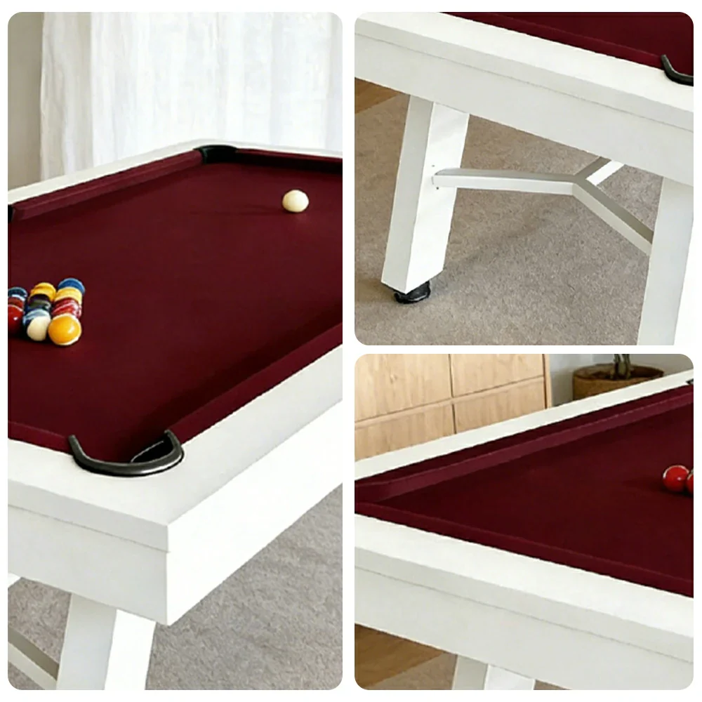 CUETIQ 7FT Outdoor Pool Table - Slanted Leg Design Metal Frame Waterproof Billiard Table for Backyard Patio Games - White & Burgundy - Image 3