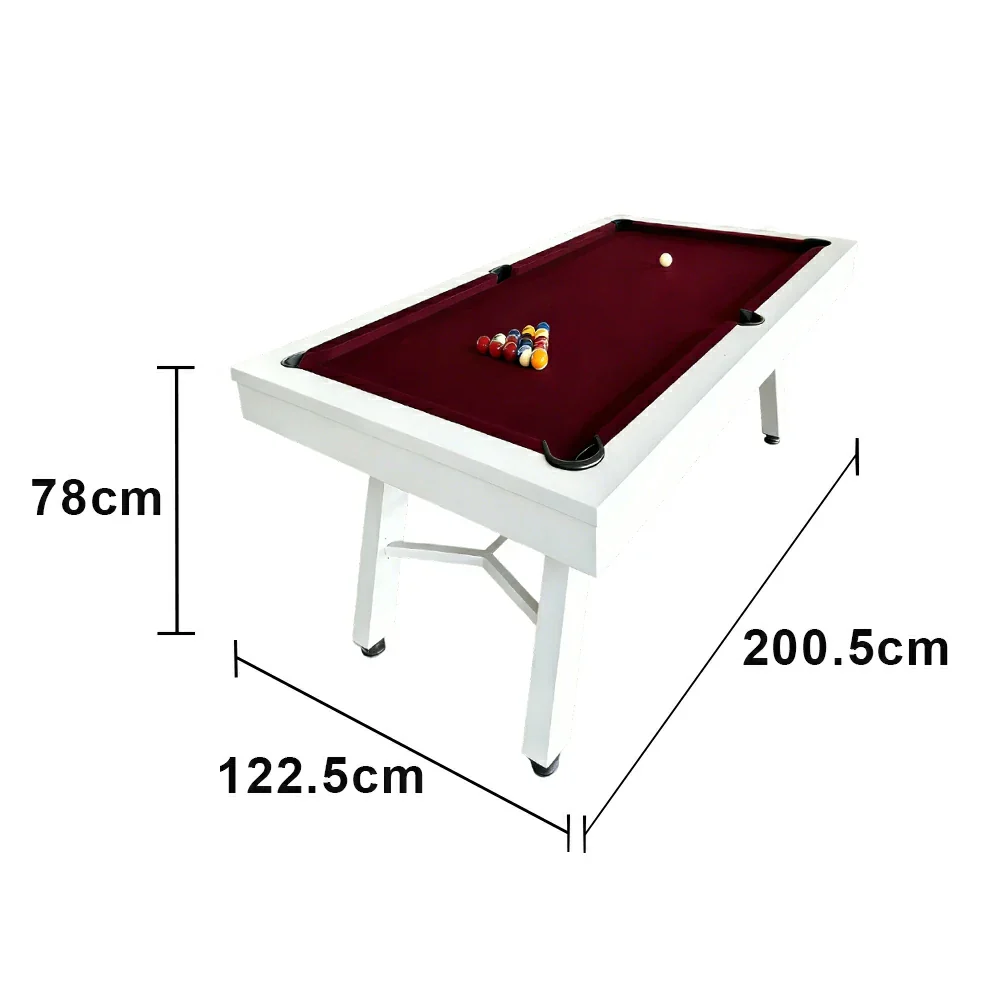 CUETIQ 7FT Outdoor Pool Table - Slanted Leg Design Metal Frame Waterproof Billiard Table for Backyard Patio Games - White & Burgundy - Image 5