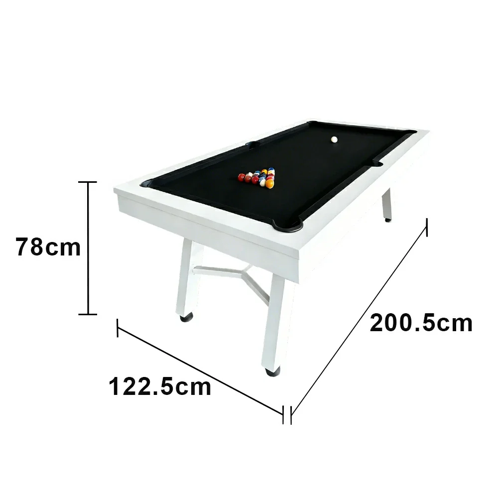 CUETIQ 7FT Outdoor Pool Table - Slanted Leg Design Metal Frame Waterproof Billiard Table for Backyard Patio Games - White & Black - Image 5