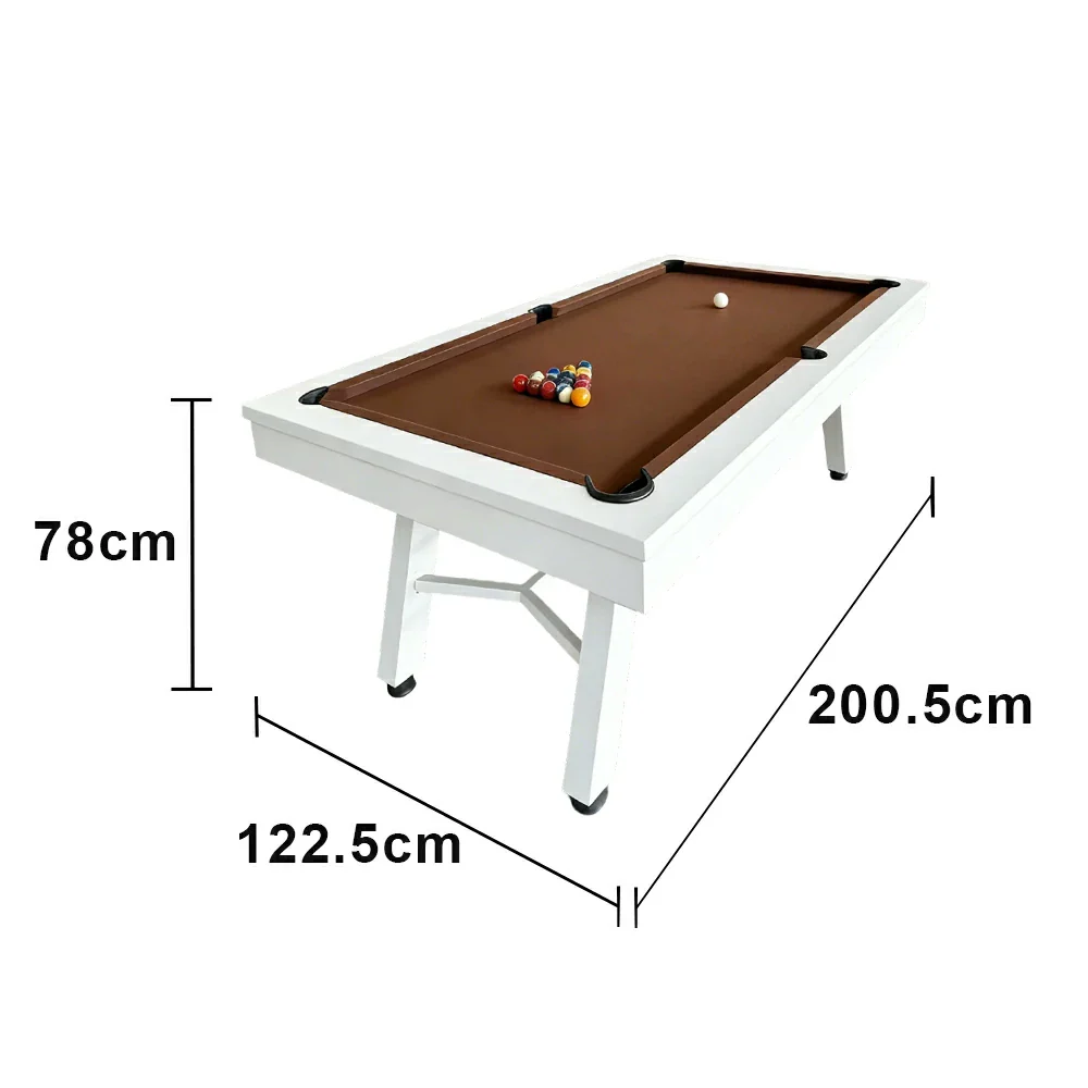 CUETIQ 7FT Outdoor Pool Table - Slanted Leg Design Metal Frame Waterproof Billiard Table for Backyard Patio Games - White & Brown - Image 5