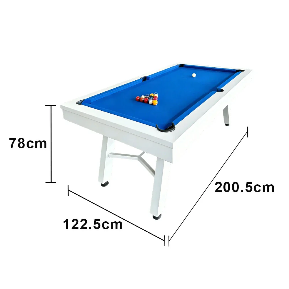 CUETIQ 7FT Outdoor Pool Table - Slanted Leg Design Metal Frame Waterproof Billiard Table for Backyard Patio Games - White & Blue - Image 5