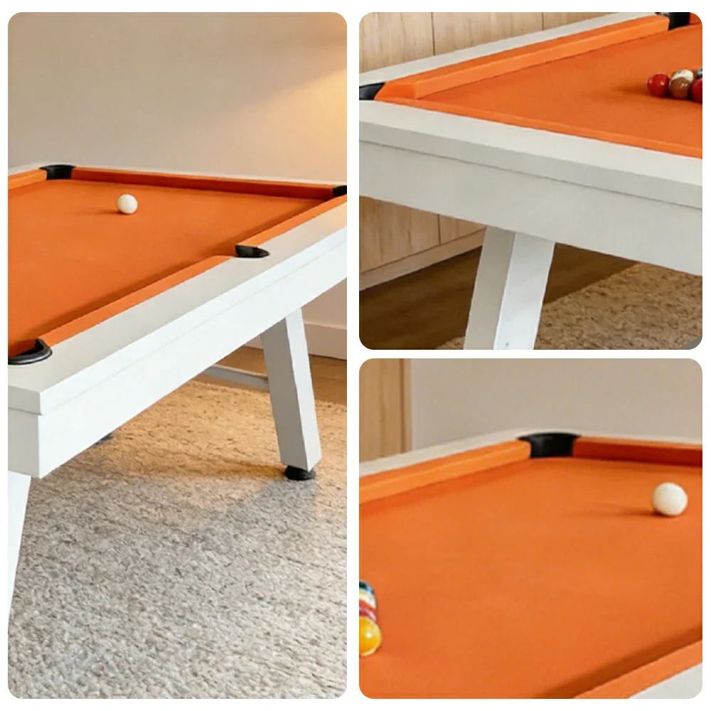 CUETIQ 7FT Outdoor Pool Table - Slanted Leg Design Metal Frame Waterproof Billiard Table for Backyard Patio Games - White & Orange - Image 3