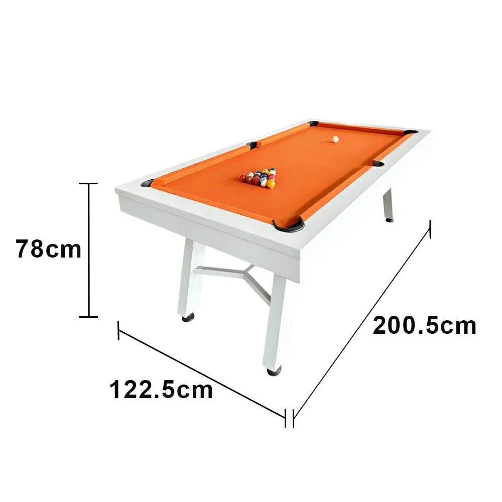 CUETIQ 7FT Outdoor Pool Table - Slanted Leg Design Metal Frame Waterproof Billiard Table for Backyard Patio Games - White & Orange - Image 5