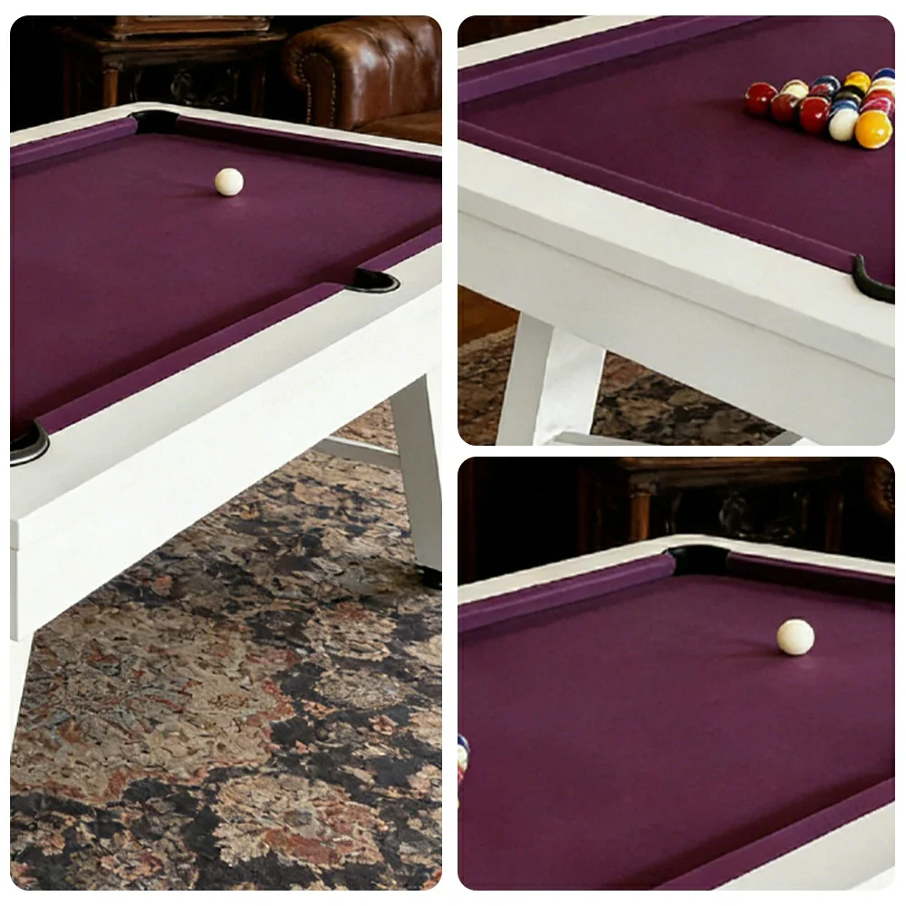 CUETIQ 7FT Outdoor Pool Table - Slanted Leg Design Metal Frame Waterproof Billiard Table for Backyard Patio Games - White & Purple - Image 3