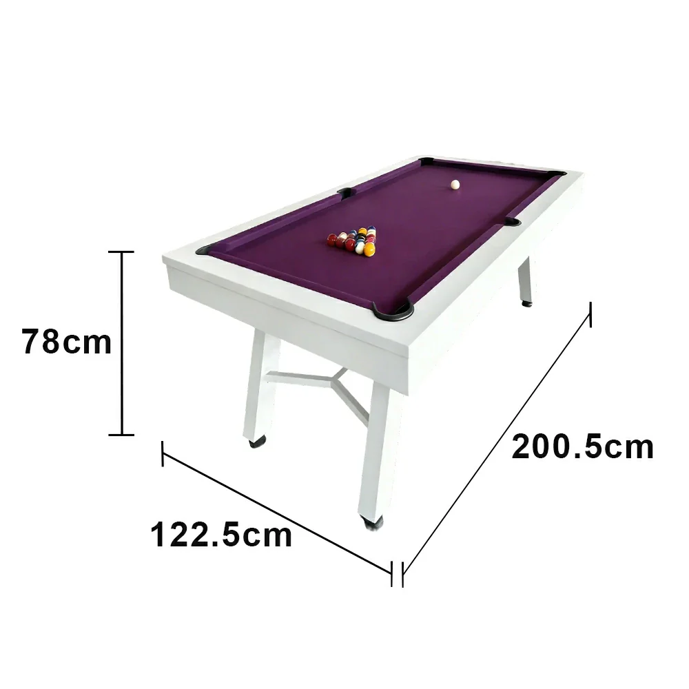 CUETIQ 7FT Outdoor Pool Table - Slanted Leg Design Metal Frame Waterproof Billiard Table for Backyard Patio Games - White & Purple - Image 5