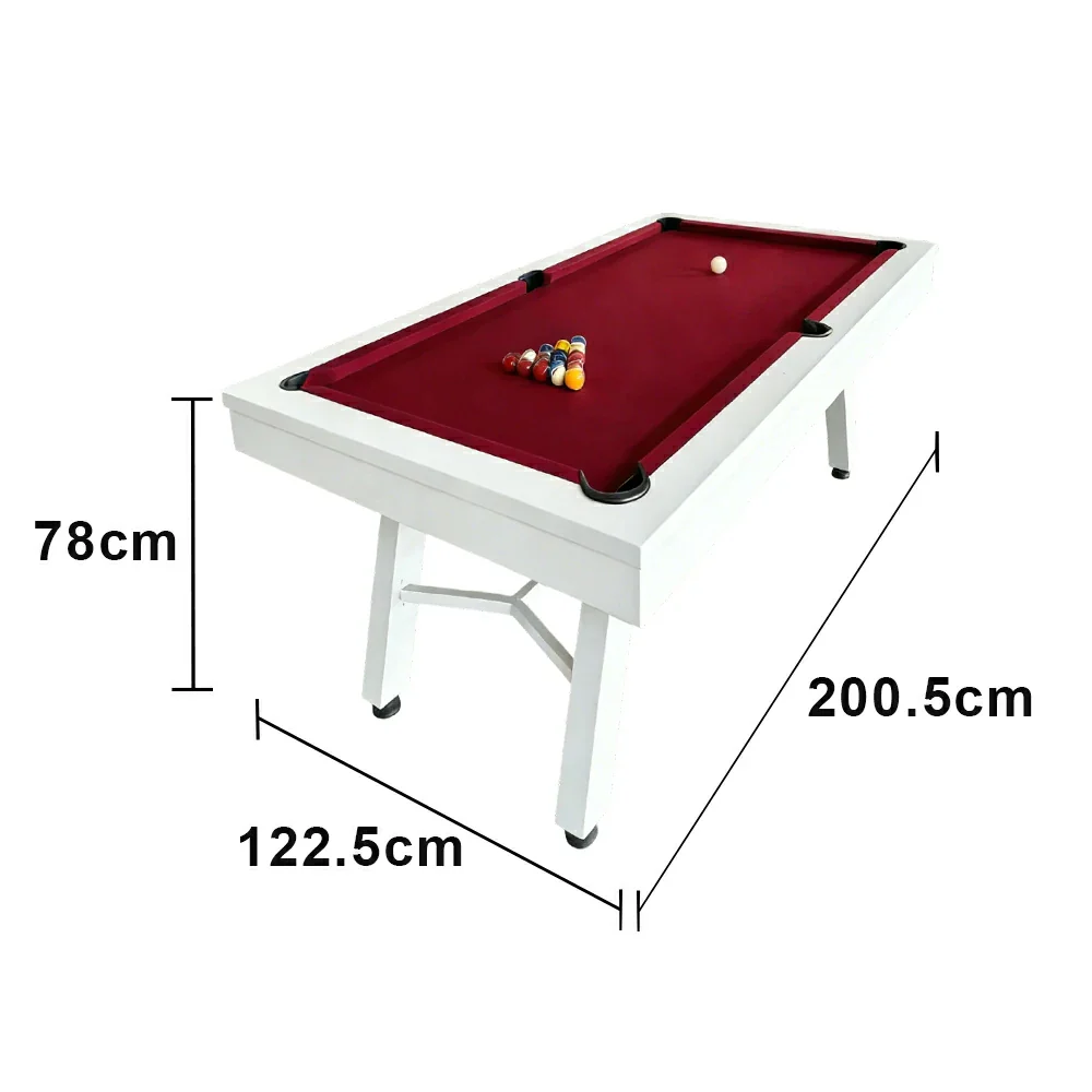 CUETIQ 7FT Outdoor Pool Table - Slanted Leg Design Metal Frame Waterproof Billiard Table for Backyard Patio Games - White & Red - Image 5