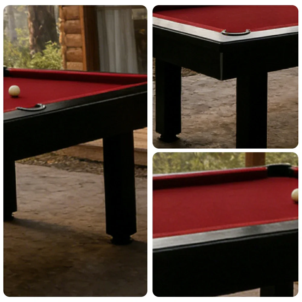 CUETIQ 7FT Outdoor Pool Table - Straight Leg Design Metal Frame Waterproof Billiard Table for Backyard Patio Games - Black & Burgundy - Image 3