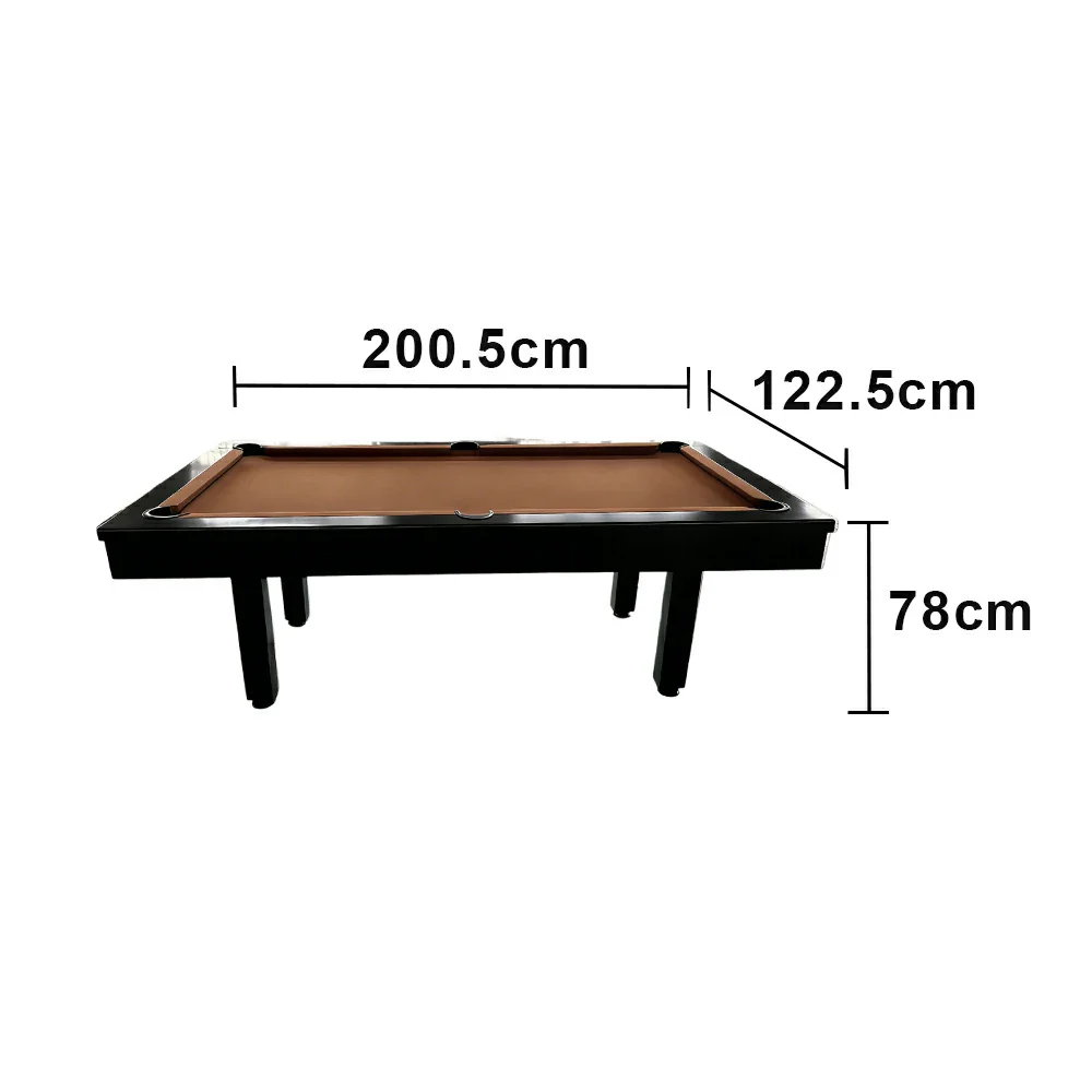 CUETIQ 7FT Outdoor Pool Table - Straight Leg Design Metal Frame Waterproof Billiard Table for Backyard Patio Games - Black & Brown - Image 5