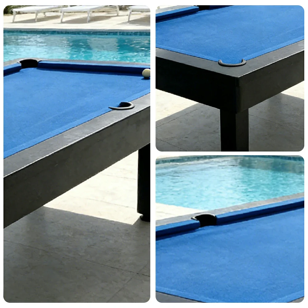 CUETIQ 7FT Outdoor Pool Table - Straight Leg Design Metal Frame Waterproof Billiard Table for Backyard Patio Games - Black & Blue - Image 3