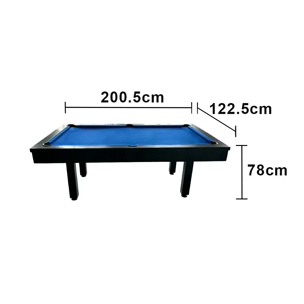 CUETIQ 7FT Outdoor Pool Table - Straight Leg Design Metal Frame Waterproof Billiard Table for Backyard Patio Games - Black & Blue - Image 5