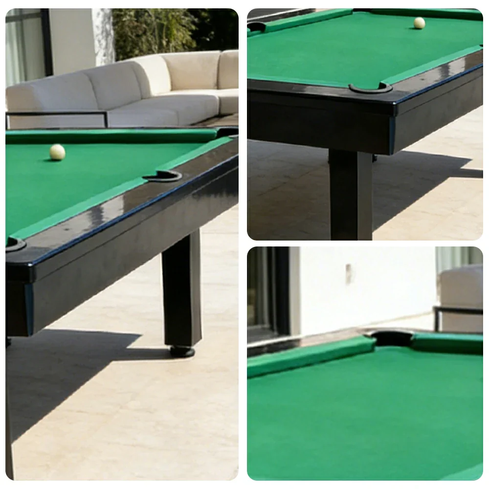 CUETIQ 7FT Outdoor Pool Table - Straight Leg Design Metal Frame Waterproof Billiard Table for Backyard Patio Games - Black & Green - Image 3