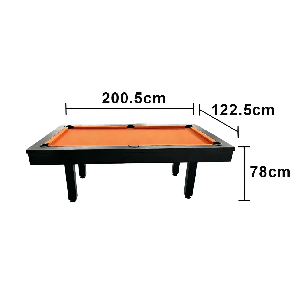 CUETIQ 7FT Outdoor Pool Table - Straight Leg Design Metal Frame Waterproof Billiard Table for Backyard Patio Games - Black & Orange - Image 5