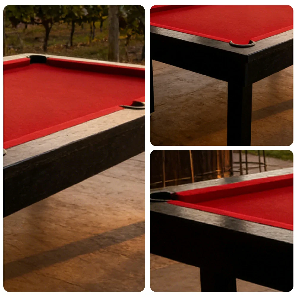 CUETIQ 7FT Outdoor Pool Table - Straight Leg Design Metal Frame Waterproof Billiard Table for Backyard Patio Games - Black & Red - Image 3