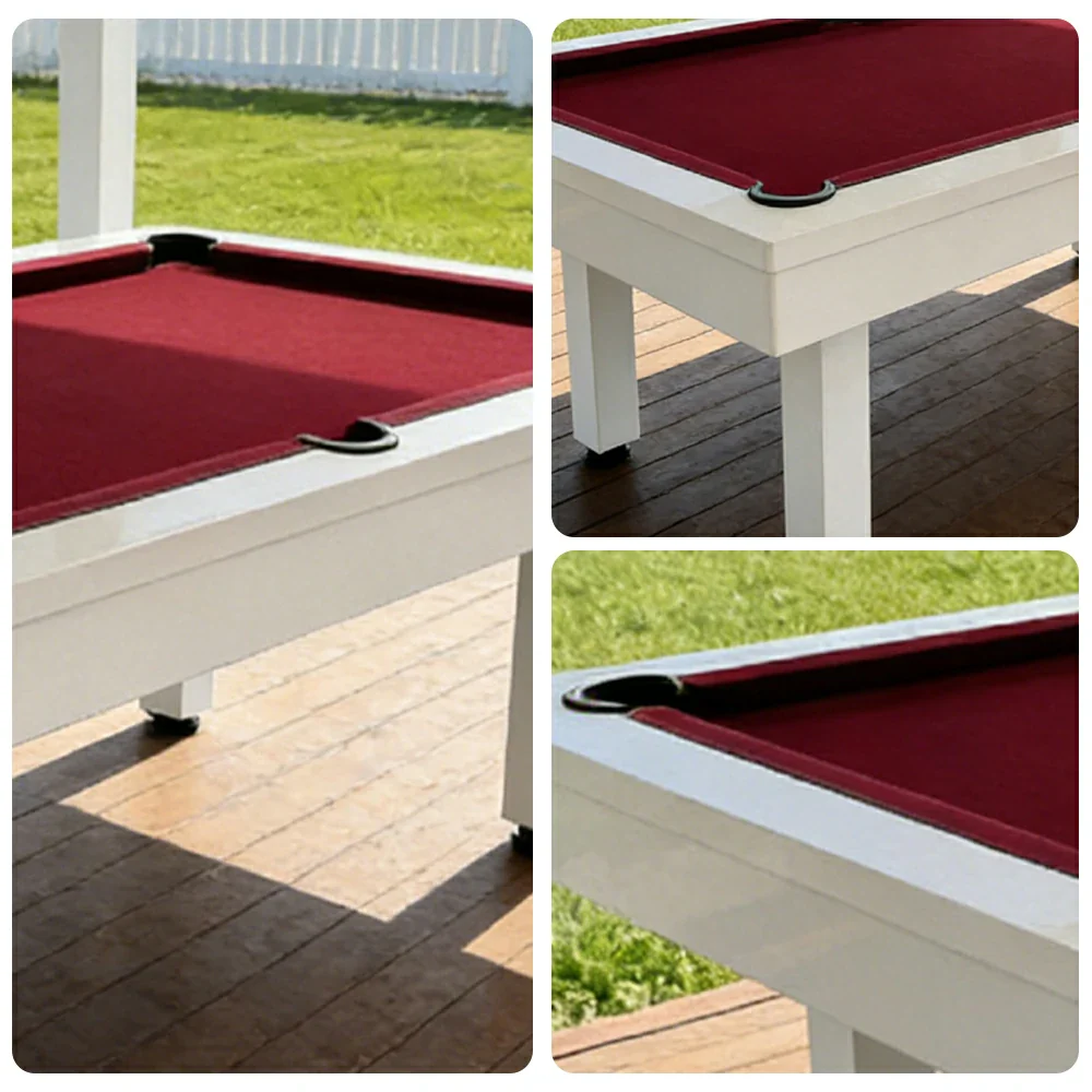 CUETIQ 7FT Outdoor Pool Table - Straight Leg Design Metal Frame Waterproof Billiard Table for Backyard Patio Games - White & Burgundy - Image 3