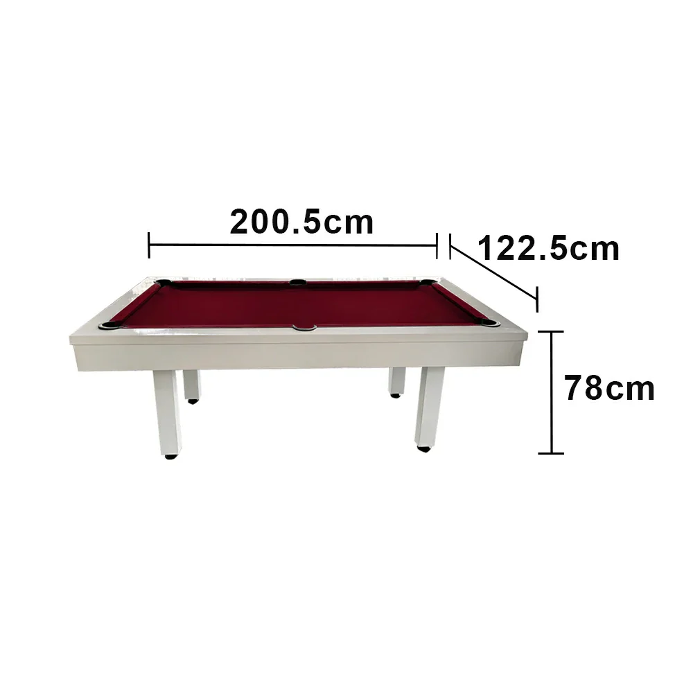 CUETIQ 7FT Outdoor Pool Table - Straight Leg Design Metal Frame Waterproof Billiard Table for Backyard Patio Games - White & Burgundy - Image 5