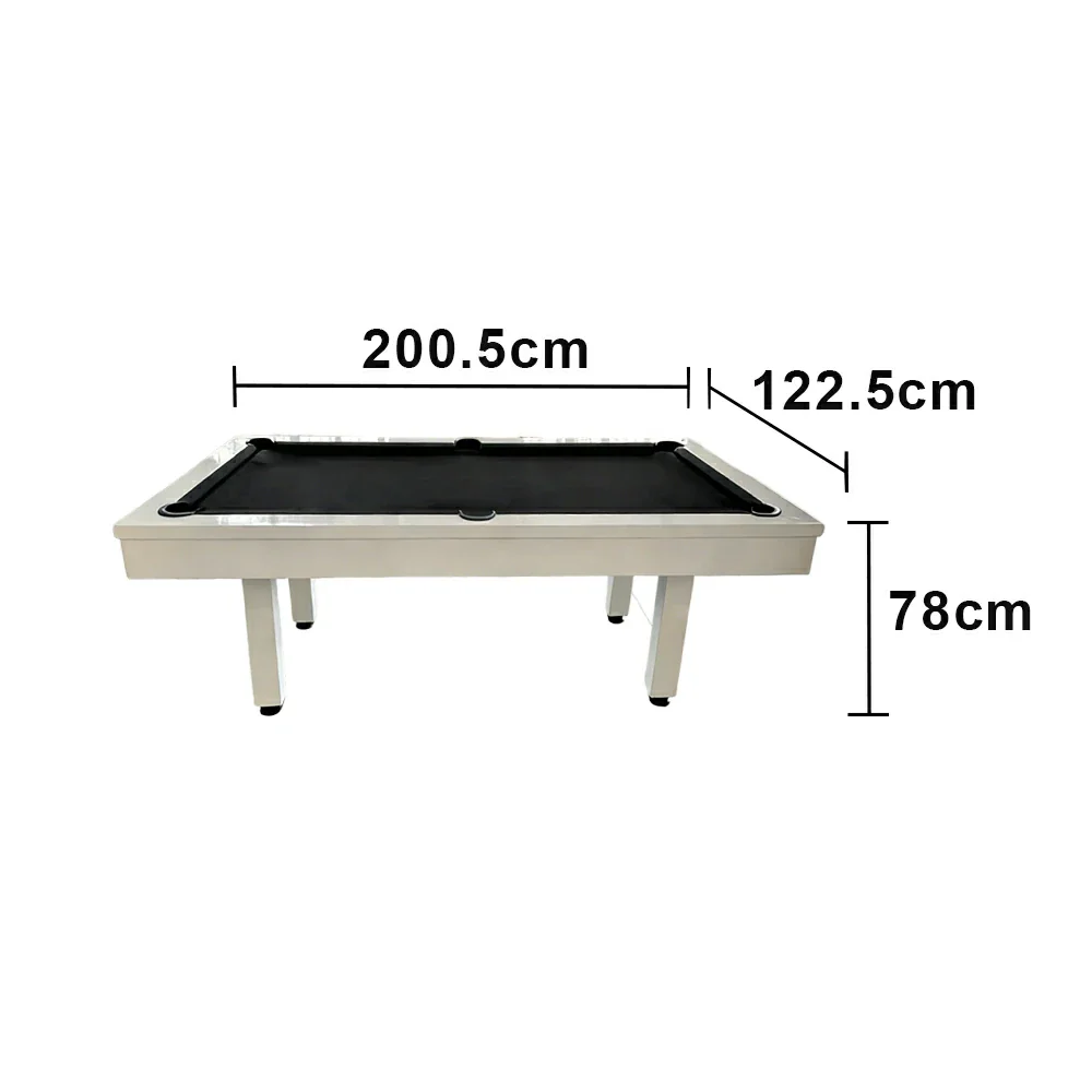 CUETIQ 7FT Outdoor Pool Table - Straight Leg Design Metal Frame Waterproof Billiard Table for Backyard Patio Games - White & Black - Image 5