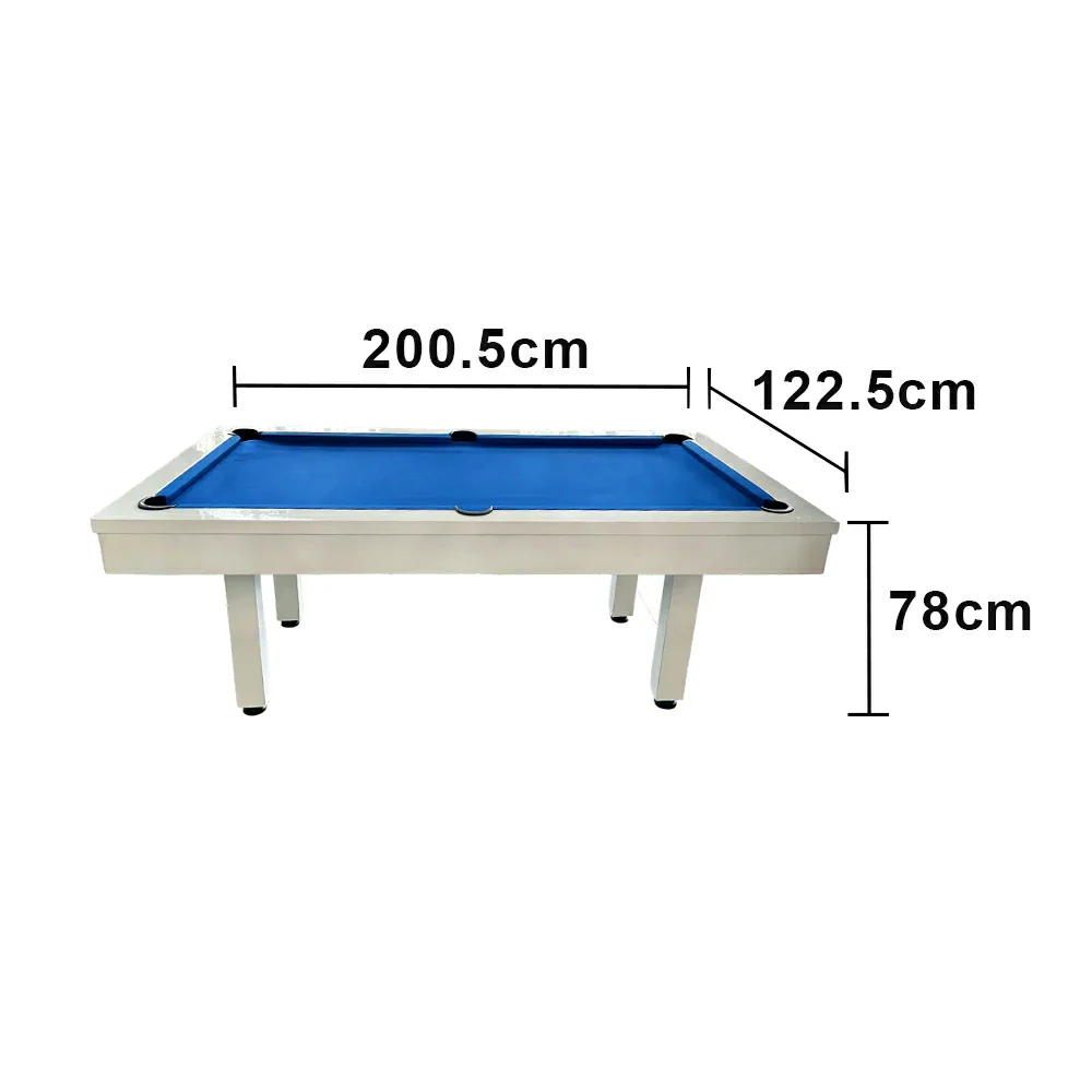 CUETIQ 7FT Outdoor Pool Table - Straight Leg Design Metal Frame Waterproof Billiard Table for Backyard Patio Games - White & Blue - Image 5