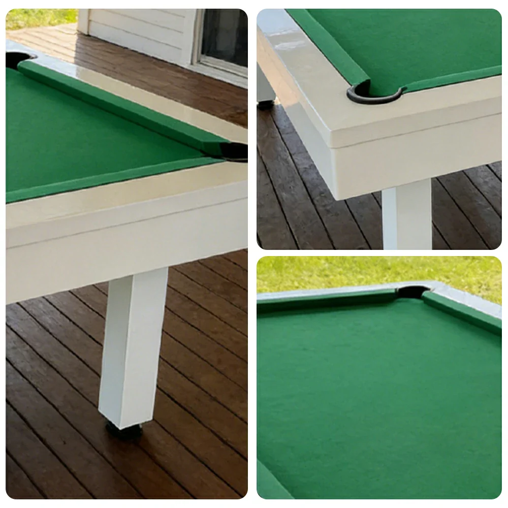 CUETIQ 7FT Outdoor Pool Table - Straight Leg Design Metal Frame Waterproof Billiard Table for Backyard Patio Games - White & Green - Image 3