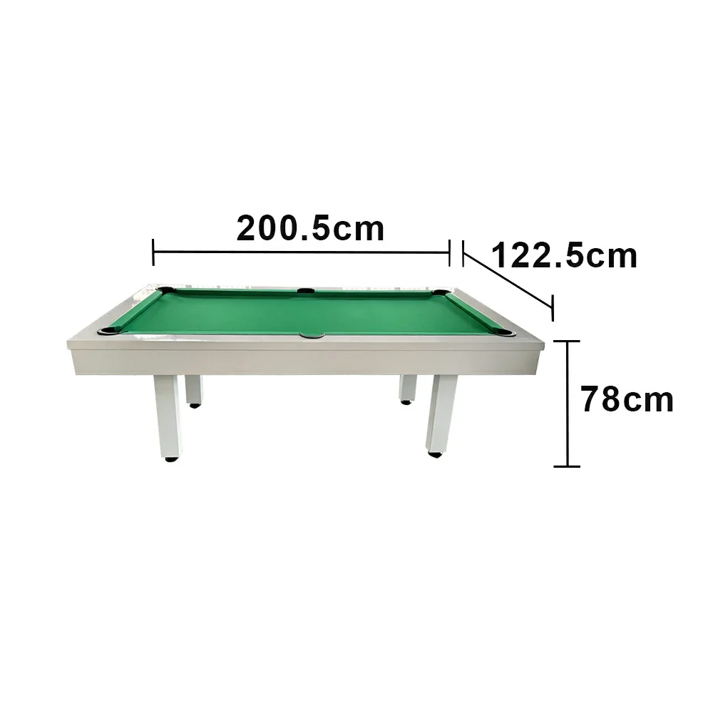 CUETIQ 7FT Outdoor Pool Table - Straight Leg Design Metal Frame Waterproof Billiard Table for Backyard Patio Games - White & Green - Image 5
