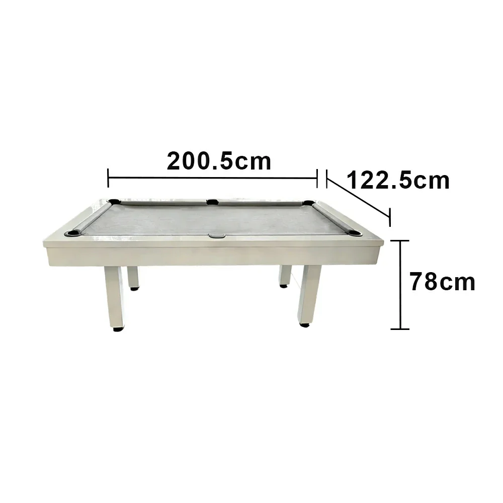 CUETIQ 7FT Outdoor Pool Table - Straight Leg Design Metal Frame Waterproof Billiard Table for Backyard Patio Games - White & Grey - Image 5