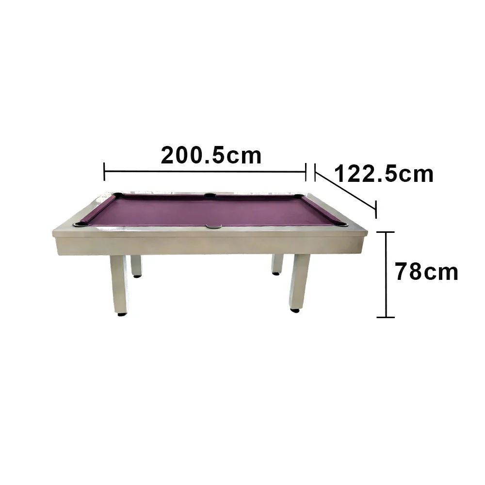 CUETIQ 7FT Outdoor Pool Table - Straight Leg Design Metal Frame Waterproof Billiard Table for Backyard Patio Games - White & Purple - Image 5