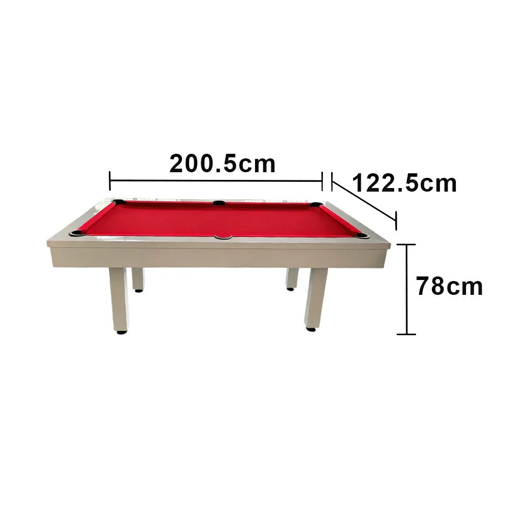 CUETIQ 7FT Outdoor Pool Table - Straight Leg Design Metal Frame Waterproof Billiard Table for Backyard Patio Games - White & Red - Image 5