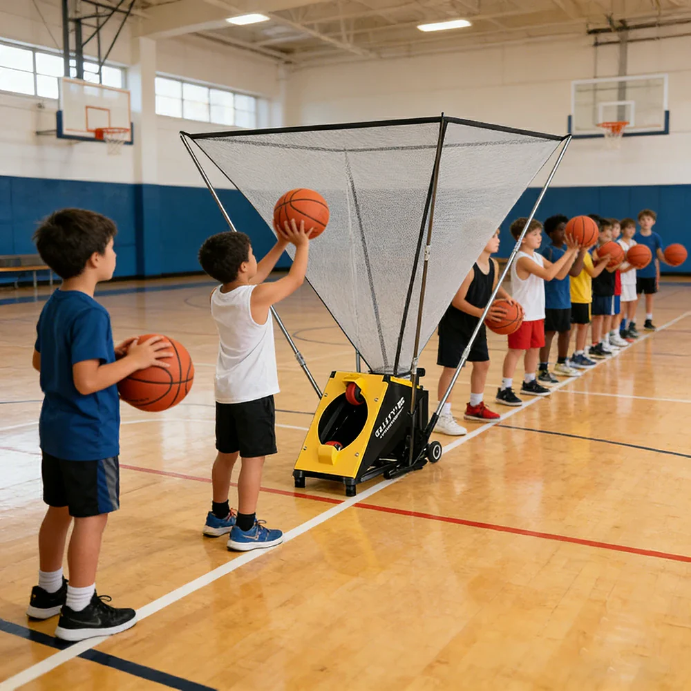 DUNK MASTER 290/350cm Basketball Shooting Machine - 4 Telescopic Rods, 21V Lithium Battery, Waterproof & Impact-Resistant, Compatible with 6# & 7# Balls - Image 2