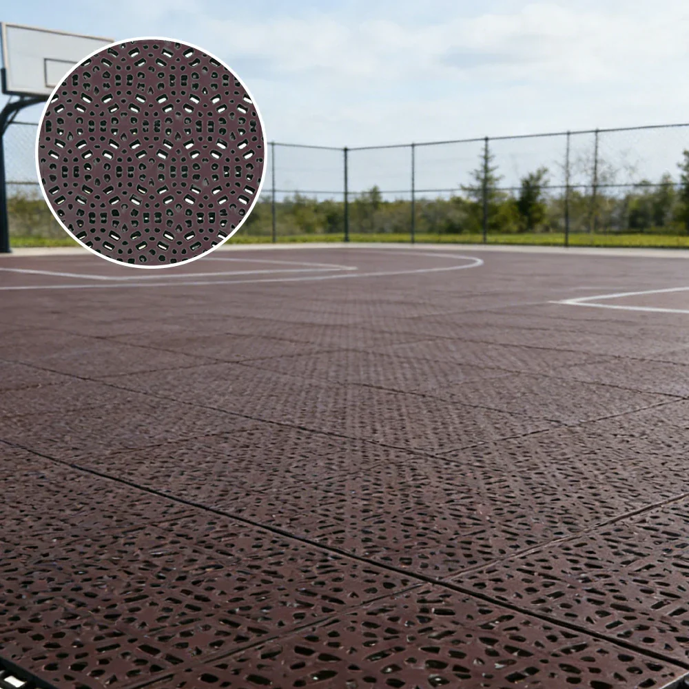 DUNK MASTER Interlocking Sports Floor Tiles - Anti-Slip Shock Absorbing Modular Court Flooring for Basketball Courts 10/20/30 Square Meters - Coffee - Image 2