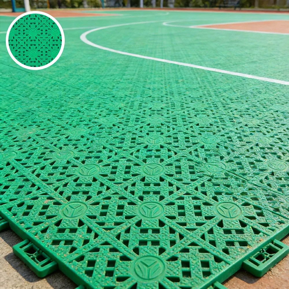 DUNK MASTER Interlocking Sports Floor Tiles - Anti-Slip Shock Absorbing Modular Court Flooring for Basketball Courts 10/20/30 Square Meters - Emerald Green - Image 2