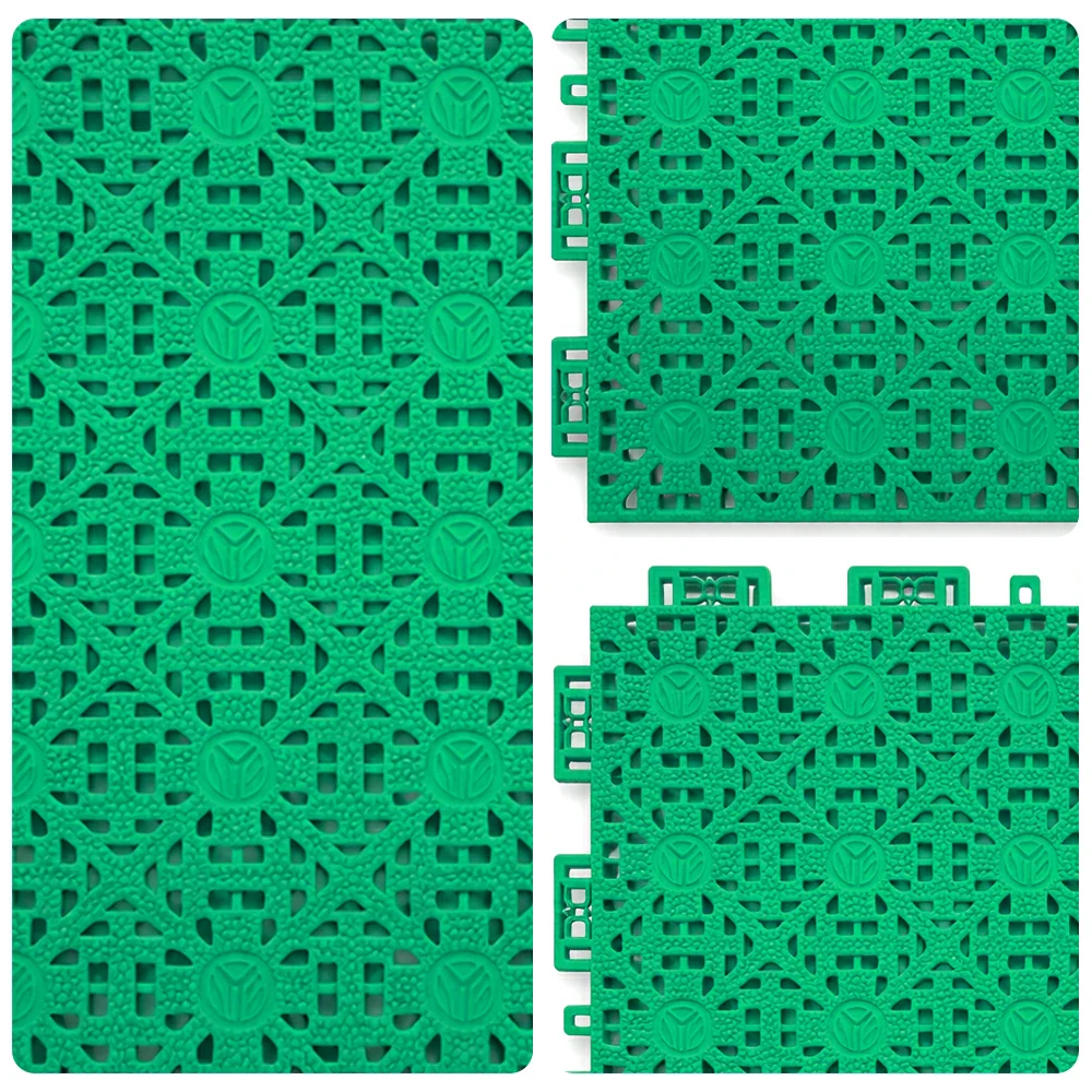 DUNK MASTER Interlocking Sports Floor Tiles - Anti-Slip Shock Absorbing Modular Court Flooring for Basketball Courts 10/20/30 Square Meters - Emerald Green - Image 3