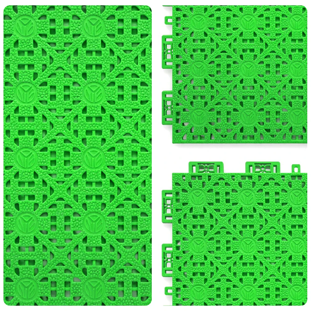 DUNK MASTER Interlocking Sports Floor Tiles - Anti-Slip Shock Absorbing Modular Court Flooring for Basketball Courts 10/20/30 Square Meters - Apple Green - Image 3
