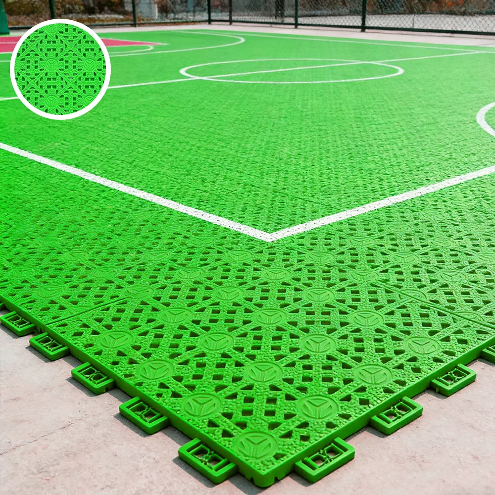 DUNK MASTER Interlocking Sports Floor Tiles - Anti-Slip Shock Absorbing Modular Court Flooring for Basketball Courts 10/20/30 Square Meters - Apple Green - Image 4