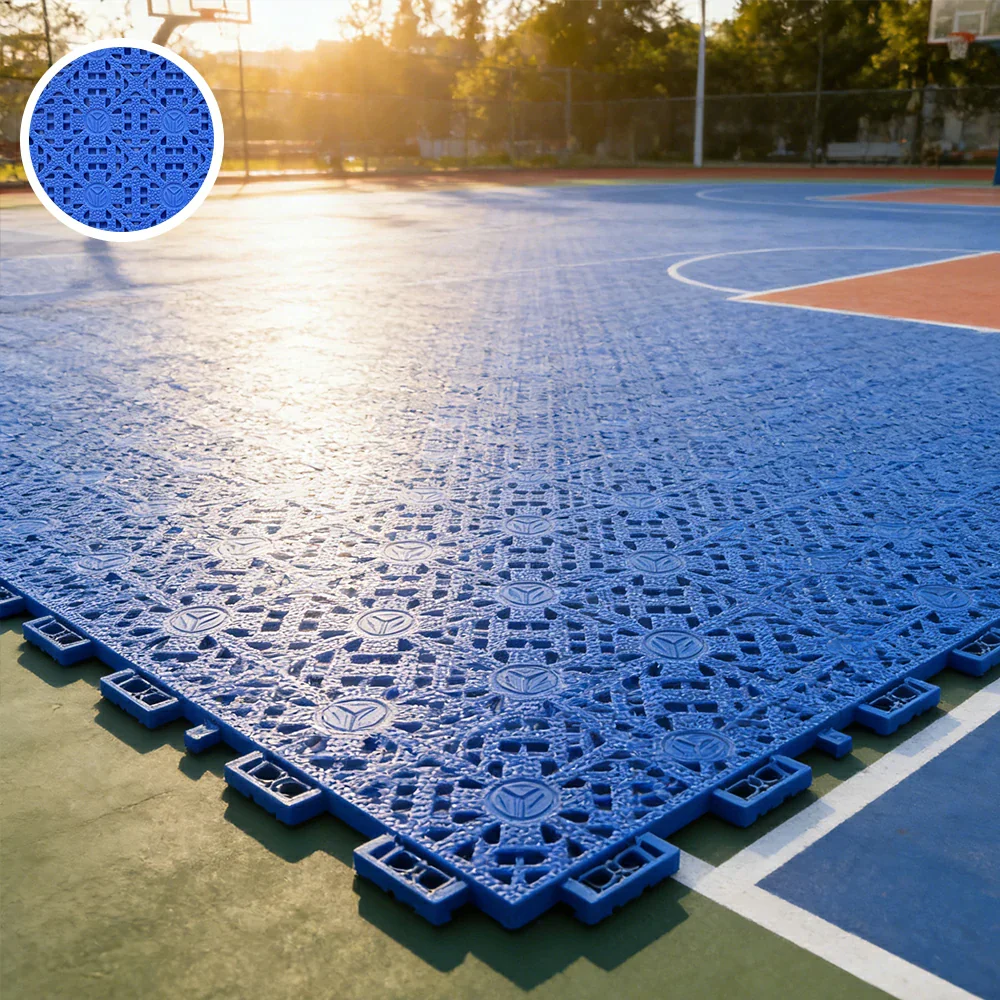 DUNK MASTER Interlocking Sports Floor Tiles - Anti-Slip Shock Absorbing Modular Court Flooring for Basketball Courts 10/20/30 Square Meters - Royal Blue - Image 4