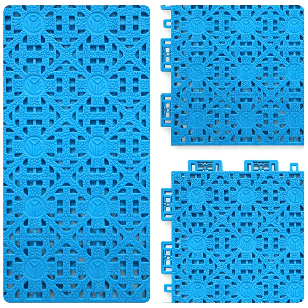 DUNK MASTER Interlocking Sports Floor Tiles - Anti-Slip Shock Absorbing Modular Court Flooring for Basketball Courts 10/20/30 Square Meters - Blue - Image 3