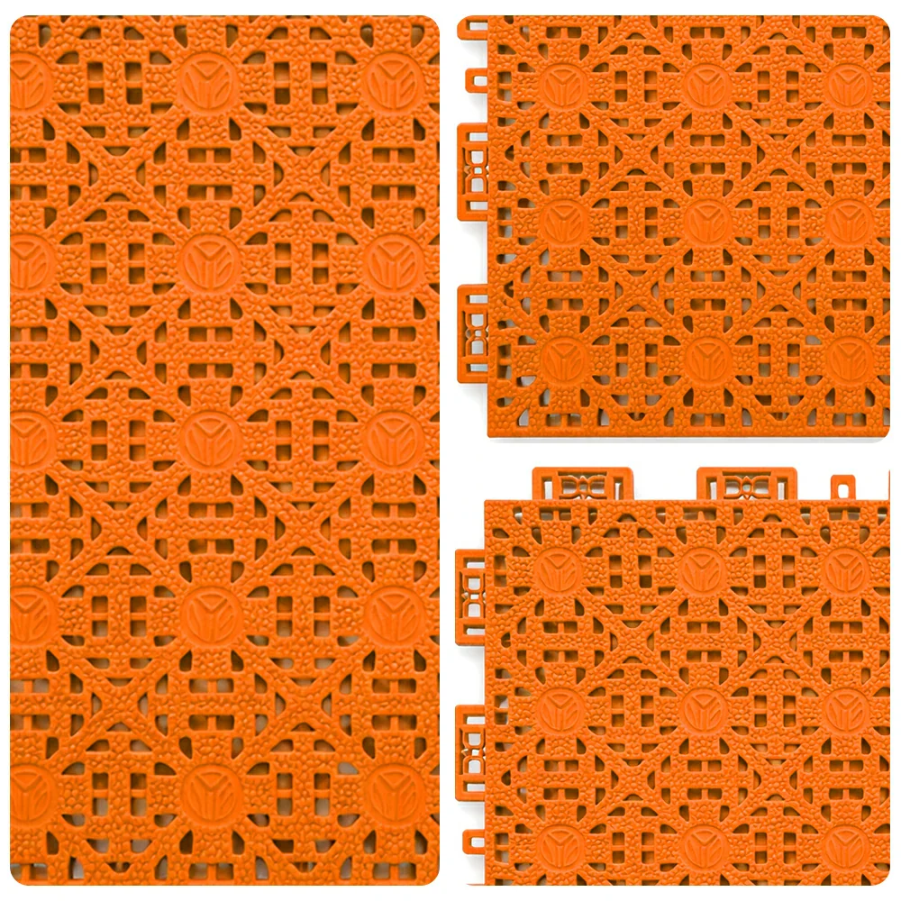 DUNK MASTER Interlocking Sports Floor Tiles - Anti-Slip Shock Absorbing Modular Court Flooring for Basketball Courts 10/20/30 Square Meters - Orange - Image 3