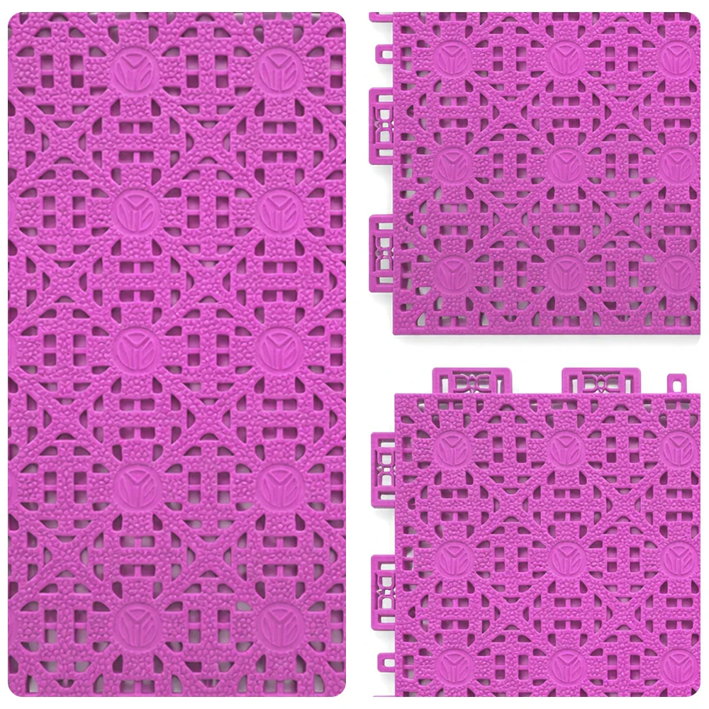 DUNK MASTER Interlocking Sports Floor Tiles - Anti-Slip Shock Absorbing Modular Court Flooring for Basketball Courts 10/20/30 Square Meters - Pink - Image 3