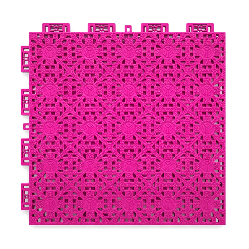DUNK MASTER Interlocking Sports Floor Tiles - Anti-Slip Shock Absorbing Modular Court Flooring for Basketball Courts 10/20/30 Square Meters - Rose Red