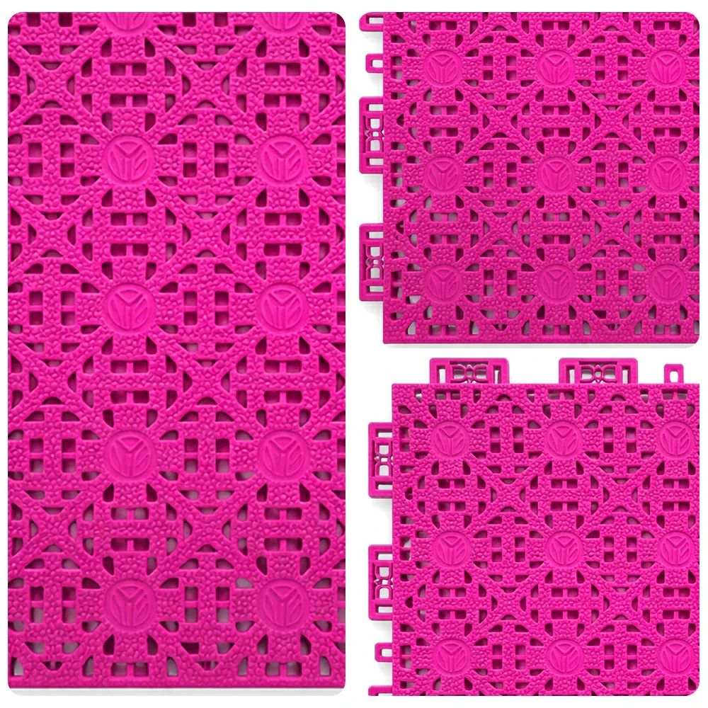 DUNK MASTER Interlocking Sports Floor Tiles - Anti-Slip Shock Absorbing Modular Court Flooring for Basketball Courts 10/20/30 Square Meters - Rose Red - Image 3