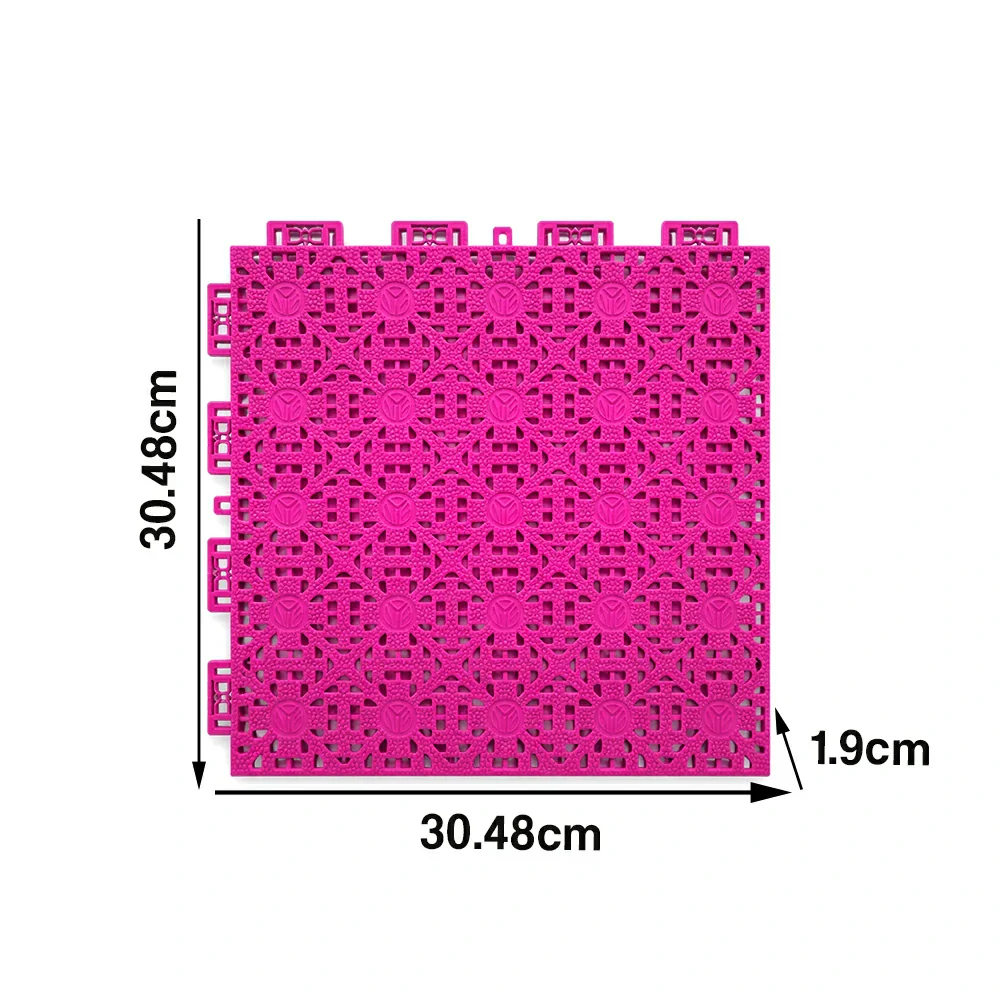 DUNK MASTER Interlocking Sports Floor Tiles - Anti-Slip Shock Absorbing Modular Court Flooring for Basketball Courts 10/20/30 Square Meters - Rose Red - Image 5