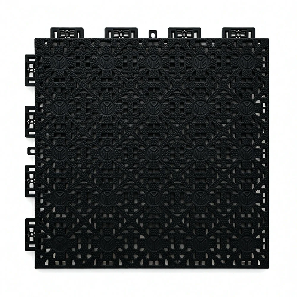 DUNK MASTER Interlocking Sports Floor Tiles - Anti-Slip Shock Absorbing Modular Court Flooring for Basketball Courts 10/20/30 Square Meters - Black