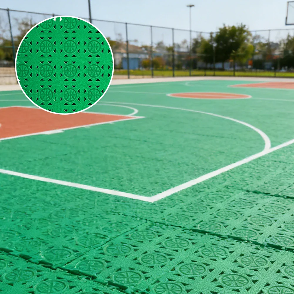 DUNK MASTER Interlocking Sports Floor Tiles - Anti-Slip Shock Absorbing Modular Court Flooring 10/20/30  Square Meters Basketball Court Outdoor Use - Emerald Green - Image 2