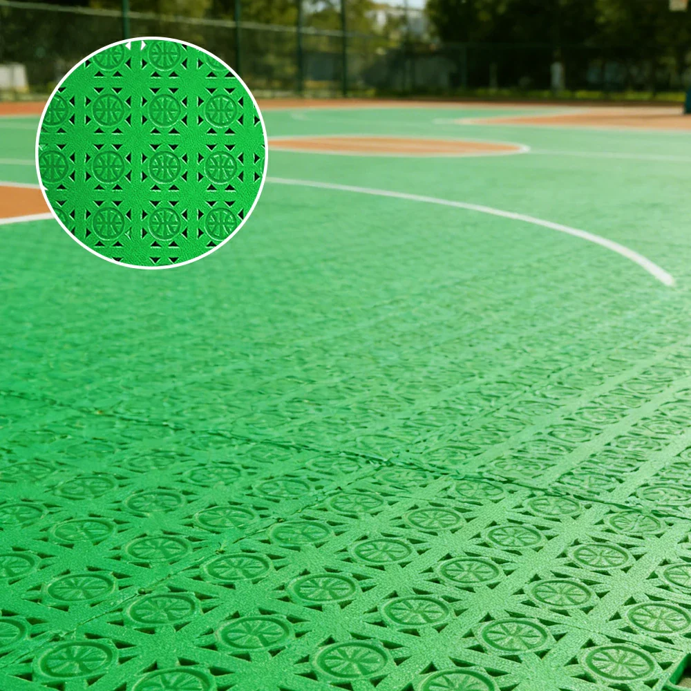 DUNK MASTER Interlocking Sports Floor Tiles - Anti-Slip Shock Absorbing Modular Court Flooring 10/20/30 Square Meters Basketball Court Outdoor Use - Apple Green - Image 2