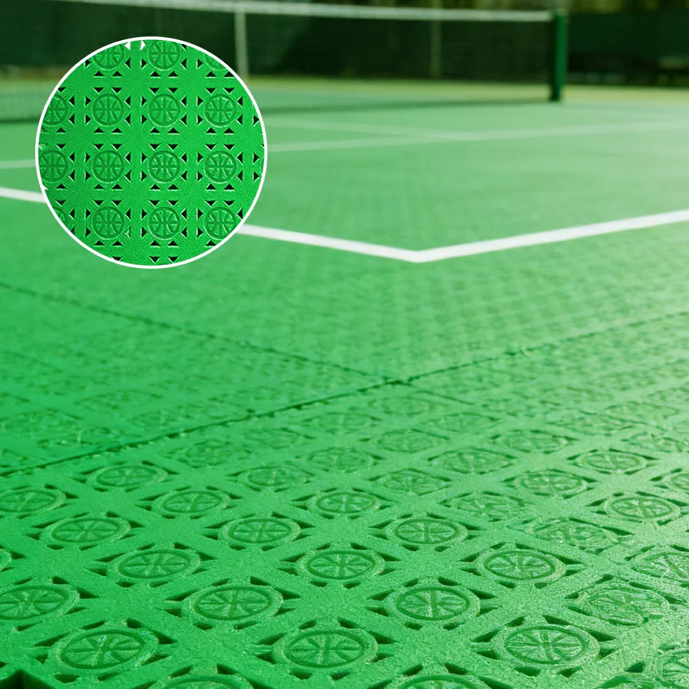 DUNK MASTER Interlocking Sports Floor Tiles - Anti-Slip Shock Absorbing Modular Court Flooring 10/20/30 Square Meters Basketball Court Outdoor Use - Apple Green - Image 4