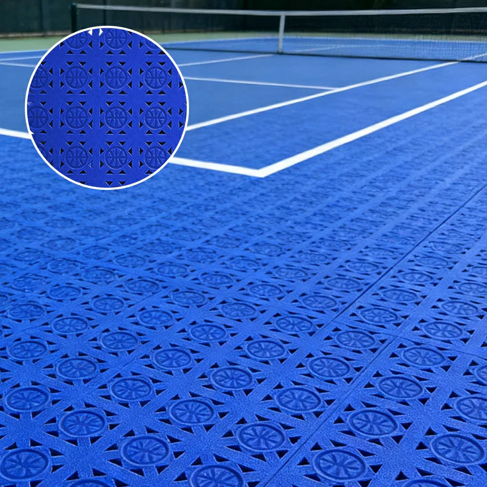 DUNK MASTER Interlocking Sports Floor Tiles - Anti-Slip Shock Absorbing Modular Court Flooring 10/20/30 Square Meters Basketball Court Outdoor Use - Royal Blue - Image 2
