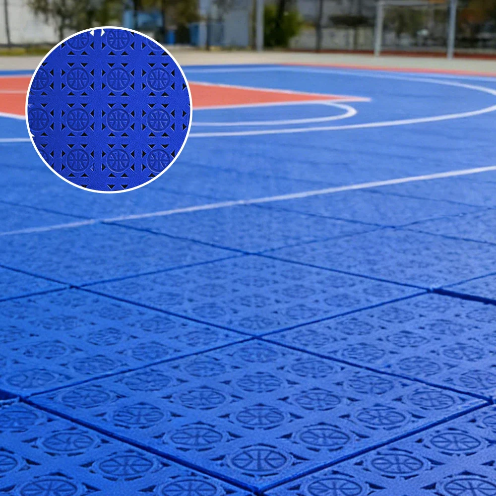 DUNK MASTER Interlocking Sports Floor Tiles - Anti-Slip Shock Absorbing Modular Court Flooring 10/20/30 Square Meters Basketball Court Outdoor Use - Royal Blue - Image 4