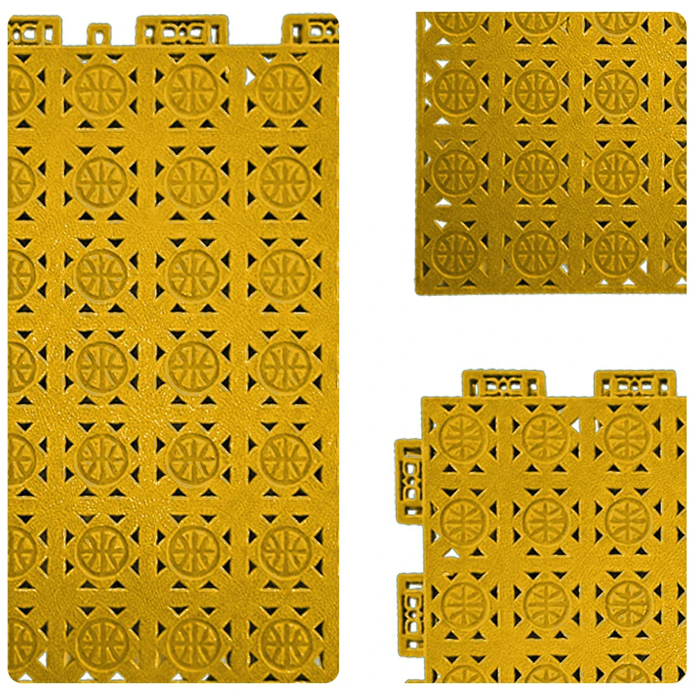 DUNK MASTER Interlocking Sports Floor Tiles - Anti-Slip Shock Absorbing Modular Court Flooring 10/20/30 Square Meters Basketball Court Outdoor Use - Yellow - Image 3