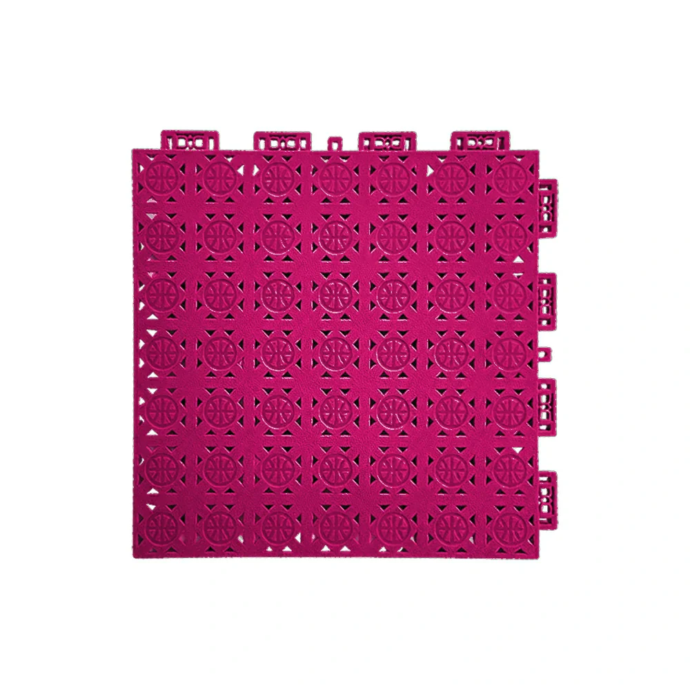 DUNK MASTER Interlocking Sports Floor Tiles - Anti-Slip Shock Absorbing Modular Court Flooring 10/20/30  Square Meters Basketball Court Outdoor Use - Rose Red